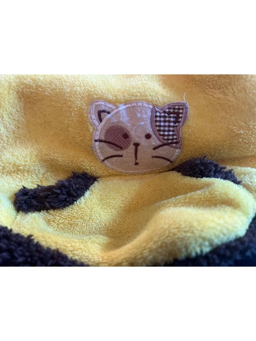 My Precious Yellow and Brown Fleece Pet Hoodie with Cat Patch